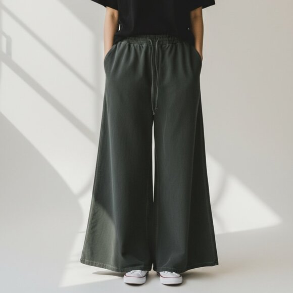 zenana Pants - Zenana Wide Leg Washed Army Green Lounge Pants NEW Size Medium
